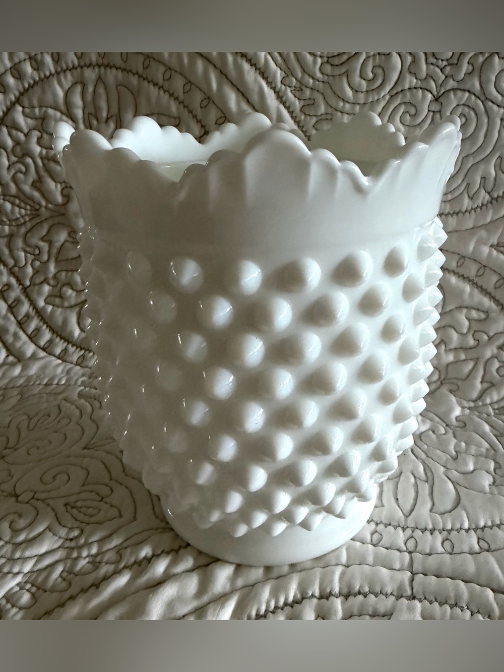 Fenton White Hobnail Milk Glass Sugar Bowl without Lid - Used as Vase